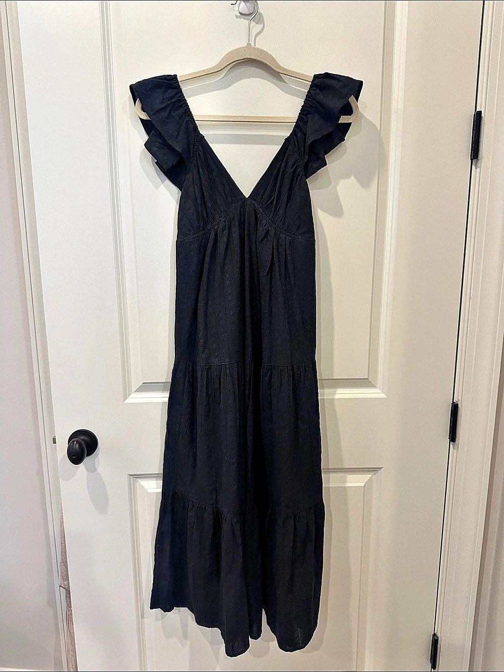HYFVE Black Ruffle Sleeve Maxi Dress Like New